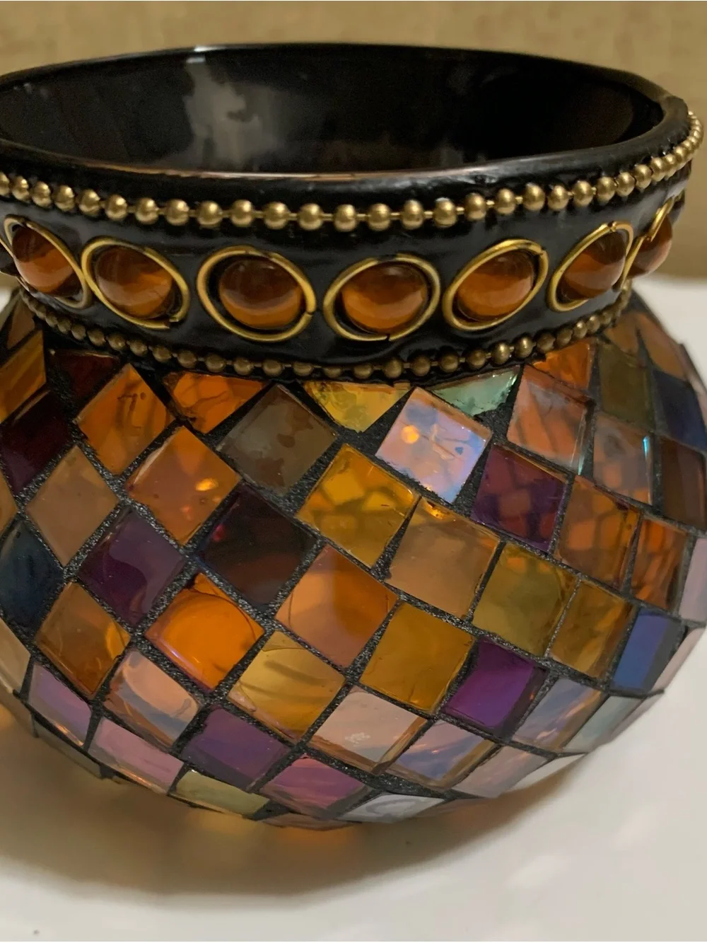 PARTYLITE Global Fusion mosaic glass Votive Candle Holder P8367 NEW in Box